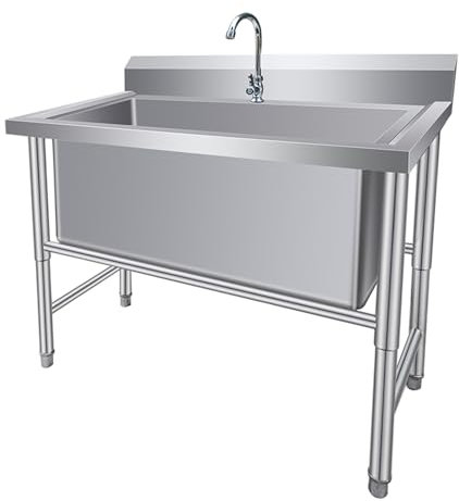 Lavello Da Cucina Per Ristorante Commerciale,lavello Da Cucina A Vasca Singola Da Appoggio,lavabo Per Preparazione E Utilità,set Lavello A Vasca Singola In Acciaio Inossidabile(100cm/39.4in)