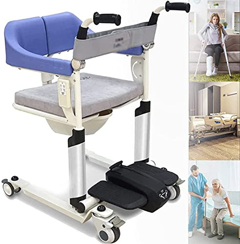Sedia da Toilette Medica Elettrica Multifunzione, Braccioli e Schienale Imbottito Rialzo wc e Sedile per Doccia, Sedile Diviso a 180°, Wheeled Chair, Sit & Bathe, Bedside Commode