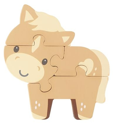 Pony Mini Wooden Puzzles - My First Puzzles, Jigsaw Puzzle Games with Sea life Animal - Educational Toys For 1 Year Old + Toddler, Montessori Early Development & Activity Toys by Orange Tree Toys