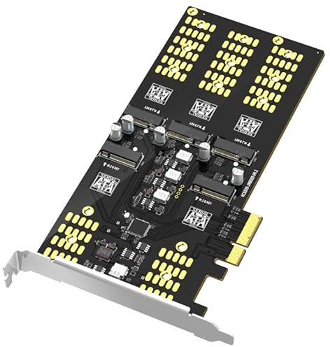 M.2 PCIe to M.2 SATA SSD 5-Bay Adapter Card - Multi-Size Support (2280/2260/2242/2230) for PCIe x4/x8/x16 - B & M Key Compatible Expansion Card (KCSSD9+)