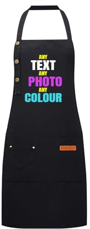 Generisch Personalisierte Schürze, Anpassbare Schürzen für Damen und Herren, Wasserdicht, Verstellbare Träger, für Küche & Grill, Große Taschen