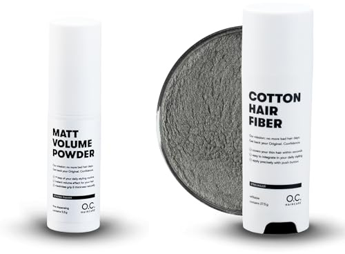 O.C. HAIRCARE Streuhaar Starter Set zur Haarverdichtung - für Scheitel, kahle Stellen am Ober- und Hinterkopf - von führenden Salons empfohlen - 11 Farben - widerstandsfähige Streuhaare