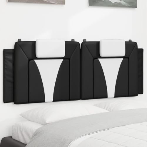 Homgoday Coussin de tête de lit, oreiller, coussin de tête de lit, coussin de dossier, coussin mural, tête de lit, dossier pour lit, chambre à coucher, noir et blanc, 140 cm, cuir synthétique