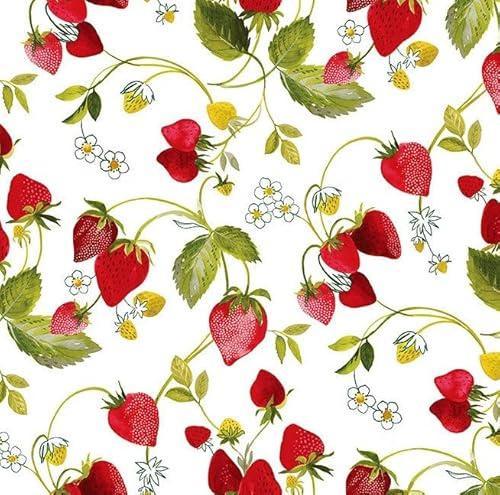 Wachstuchtischdecke Wachstuch in 1,4m Br. glatt Verschiedene Designs PVC Tischdecke Garten Küche Länge wählbar (Erdbeeren, 140cm x 200cm)