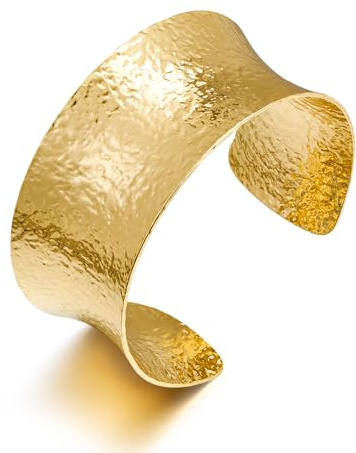 LILIE&WHITE Gold Hammered Armreif Armband für Damen – Elegantes Design, Hypoallergen, Langlebig, Rostfrei, Geschenk für Besondere Anlässe und stilvolle Outfits