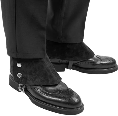 20er Jahre Stiefelüberzüge für Männer,Kostüm Herren Schuhe Kostümzubehör Gamaschen Herren,Gangster Party und Karneval (M, Schwarz)