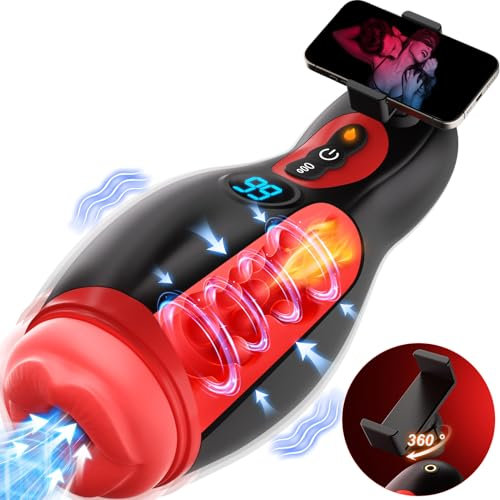 6-in-1 Masturbieren für Männer, 360°Handyhalter & Realistische Mundöffnung Masturbator mit 9 Saugen 9 Vibration, Elektrischer Penis Vibrator Sex Spielzeug für die Männer Blowjob mit App-Steuerung