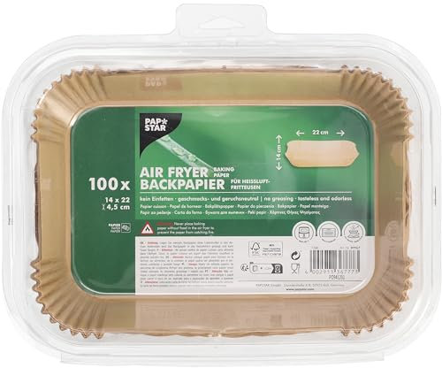 PAPSTAR, 100 papeles de horno de 22 cm x 14 cm x 4,5 cm, color marrón para freidoras de aire caliente