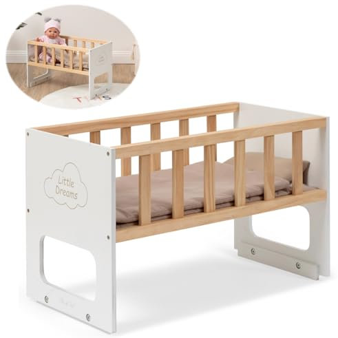 ELLA & PIET® Puppenbett STOCKY ONE Stapelbar (Weiß-Schlamm) Holzbett Erweiterbar