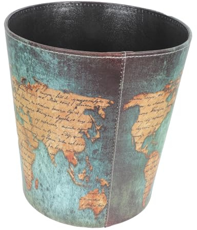 Alipis Poubelle Ménagère Rétro En Cuir Seau à Déchets Sans Couvercle Conteneur De Stockage Vert Design Britannique Maison Bureau Corbeille à Papier Élégante