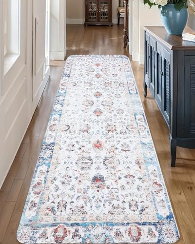 Ever Fairy Vintage Teppich Läufer Flur 60x240cm Waschbarer rutschfest Flurläufer Küchenteppich Weich Kurzflor Flurteppich Läufer für Flur Küche Schlafzimmer Wohnzimmer