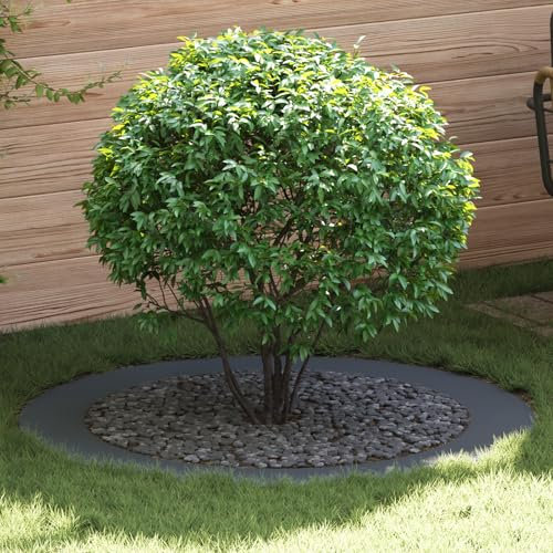 QJBSAVVA Fioriera Grande da Esterno Rotonda in Plastica Antracite 120 cm con Sottovaso, 5 Pezzi per Giardino Patio e Balconi Spaziosi, Design Moderno e Resistente