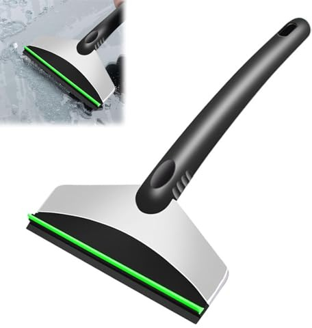 Cerioll Grattoir À Glace pour Voiture, Grattoir Pare Brise Voiture, Neige Gratte Pare Brise, en Acier Inoxydable Et Plastique ABS, avec Manche Antidérapant, Noir-Vert