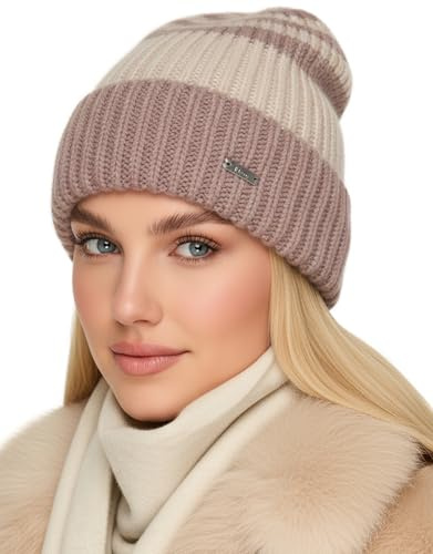 Baesics Wintermütze Rosa Damen Strickmütze im Beanie Stil, Made in EU, Warm & Dehnbar, One Size für Herbst & Winter