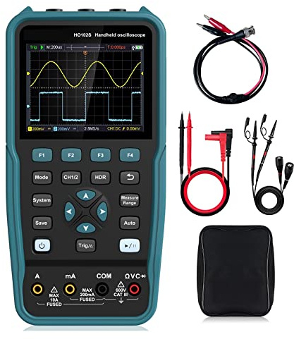 XZXXZSZ Osciloscopio Digital de 50 MHz Ancho Banda, Mini osciloscopio TFT 2 Canales, Fuente señal, y multímetro en 1(HO102S-Generator)
