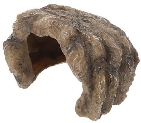 UTHCLO Praktische Reptilienhöhle aus Kunstharz in Kaffeefarbe mit Sicherem Rückzugsort und Ruhebereich für Bartagamen im Indoor und Outdoor Terrarium