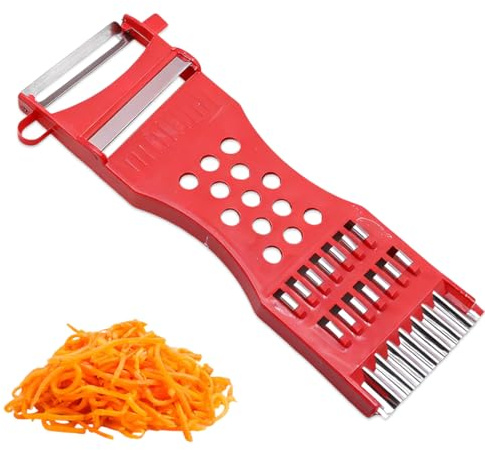 YUVKIN Tagliaverdure Multifunzionale 5 in 1, pelapatate da Cucina, grattugia per Patate, affettatrice per Carote, Lame in Acciaio Inossidabile, Manico ergonomico in plastica Resistente