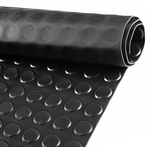 Gummimatte Meterware Noppenmatte 3mm Gummiläufer Noppen Bodenmatte als Werkstattboden, Werkbank Auflage, Antirutschmatte für Anhänger, Keller, Garage TPE geruchsarm 140 x 100 cm Schwarz