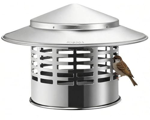 Comignolo 304 in Acciaio Inox 75 110 160 200 220 250 300 400 mm, Comignolo Antivento Antipioggia, Abbattitore Fumi Stufa Pellet, Terminale Canna Fumaria(220mm/8.7in)