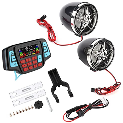 SustVita Sistema audio per moto resistente alle intemperie con altoparlanti integrati e sistema audio stereo per moto completo per biciclette, scooter, ATV inclusa una moto