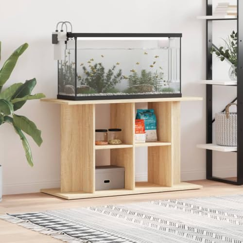 Nqyjm Aquariumständer Sonoma-Eiche 100 x 40 x 60 cm Holzwerkstoff Aquarium Unterschrank Tisch für Wohnzimmer und Büro