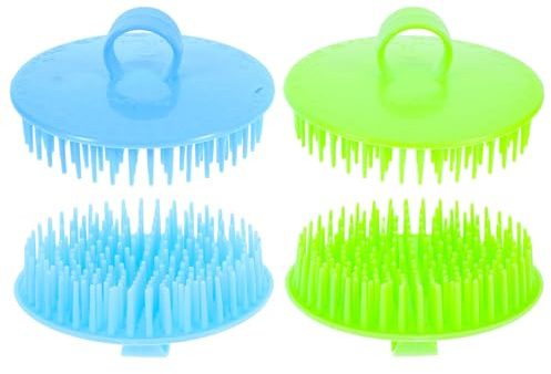 GOOHOCHY Haarreinigungsbürste Shampoo Haarbürste aus Kunststoff 4 Stück-pack zur Kopfmassage und Schuppenreinigung für Glänzendes Haar und Gesunde Zufällige Farbe für Männer und Frauen