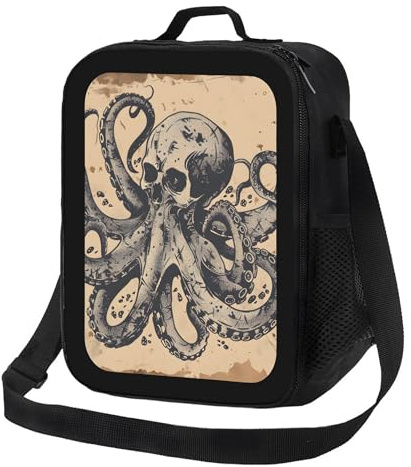 Anceky Lonchera retro de pulpo de Halloween, bolsa térmica reutilizable a prueba de fugas para hombres y mujeres, oficina, trabajo, escuela, playa o viajes.