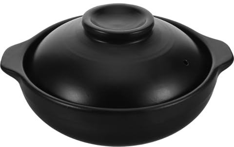 HOMOCONO Casseruola in Terracotta 600 Ml con Coperchio Pentola di Ceramica Coreana Piccola Resistente al Calore per Cucina Domestica e Viaggi