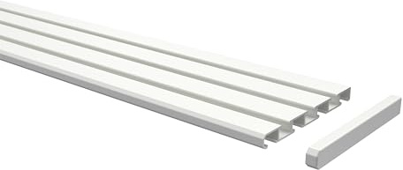 INTERDECO Gardinenschiene und Vorhangschiene 3- und 4-läufig aus Aluminium, flache Deckenschiene mit Wendeprofil, Weiß, zur einfachen Montage, Typ 15200200, 140 cm