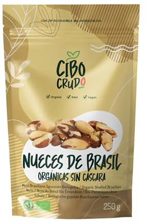 Nueces de Brasil Ecologicas - 250g. Nuez de Brasil Bio Contiene Fibra Proteína Selenio y Minerales. Como Snack o Para Recetas. Para Vegetarianos y Veganos.