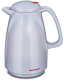 ROTPUNKT Isolierkanne 225 BELLA 0,5 l | Zweifunktions-Drehverschluss | BPA Frei - gesundes Trinken | Made in Germany | Warm + Kalthaltung | Glaseinsatz | shiny white