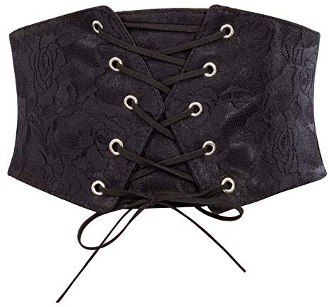 GRACE KARIN Women's Elastic Stretch Wide Band Waspie Corset Waist Belt Renaissance Corset Black S
