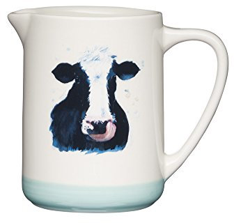 APPLE FARM KitchenCraft Milchkanne, Krug zum Servieren von Tee, oder Milch, Wasserkaraffe aus Porzellan, Wasserkrug mit Henkel, Kunstvoll Bemaltes Design per Hand, Keramik, 9 x 27 cm, 450 ml