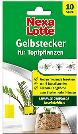 Nexa Lotte Lote de 10 trampas Amarillas, sin insecticidas, encoladas por Ambos Lados para Proteger Plantas Ornamentales.