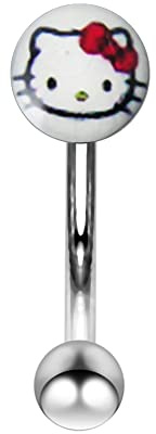 AZARIO London, piercing per sopracciglia in acciaio chirurgico 316L, con logo su sfondo bianco, calibro 16