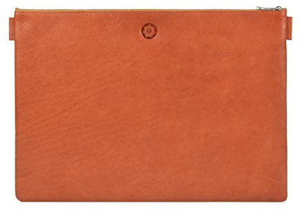 Sonnenleder Dokumentenmappe groß Banktasche A4 Leder mit Reißverschluss Ledermappe Ledertasche natur braun