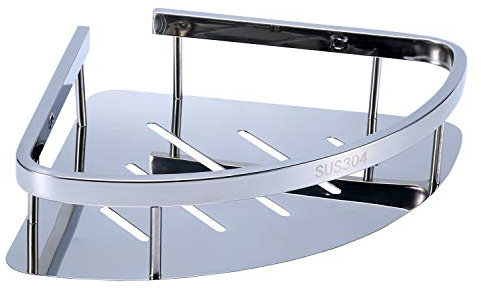 Topmail Étagère d’Angle Douche Ventouse Triangulaire en Acier Inoxydable 304 Panier de Douche Rangement Serviteur de Douche pour Salle de BainToilette WC Cuisine Balcon