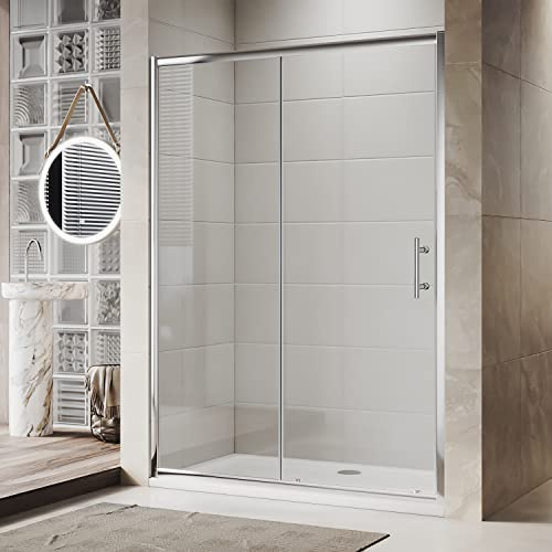 ELEGANT 1200mm Sliding Shower Screen Panel 8mm Premium Safety Easy Clean Glass for Bath Shower Enclosure Cubicle Door