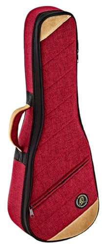 Ortega Guitars Soft Case Tenor-Ukulele-Tasche - Baumwolle / Leinen, Rot | für Sopran-Ukulele, Höhe 67,5cm Breite 23cm, mit Schultergurten, OSOCAUK-TE-BX