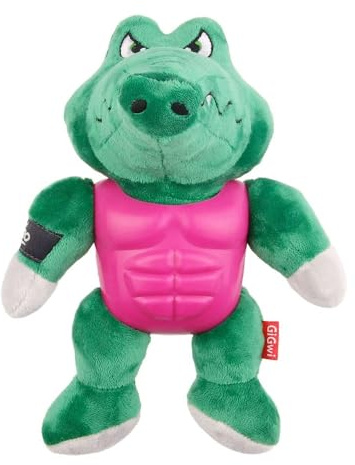 GiGwi I'm Hero TPR Armor Alligator Plüsch-Hundespielzeug mit Quietscher für Harte Kauer