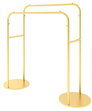 YFZSJ Appendiabiti Multifunzionale in Ferro Battuto a Doppia Fila a Doppio Palo Espositore da Terra per Negozio/d'oro / 100x150cm