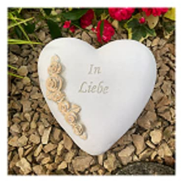 Radami XXL Grabherz Spruch Grabschmuck Grab Herz - In Liebe - ca.1200g Rosenranke Sand