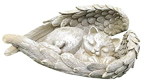 Gedenkstein Hund Katzen Engel Figur Grabschmuck Grabfiguren Wetterfest Engel Garten Mit Engelsflügeln Harzstatue Wetterfest Gartenfigur, Katzen Und Hunde Denkmal Grabstein, Engel Hund Katze Ornamente