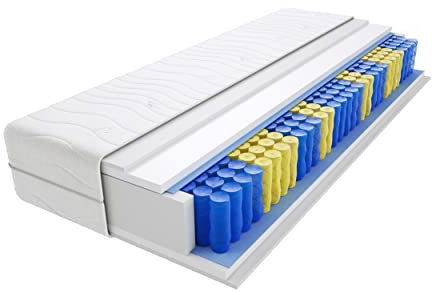 Godre Landa Mini 9-Zonen Federkernmatratze 70x200 cm, Härtegrad H3 -mittelhart, Schaumstoff - mit gestepptem Bezug - Matratze, Taschenfederkernmatratze -11 cm Höhe, Hypoallergen