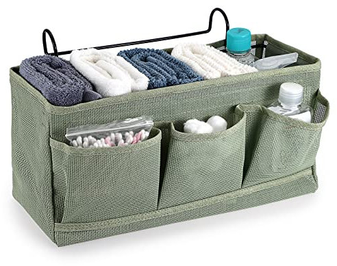IGNPION Net Nachttisch-Hängeaufbewahrung Betttaschen Körbe Schlafsaal Bett Organizer Caddy Mehrzweck-Hängende Aufbewahrungstasche für Zuhause, Büro, Schule, Wohnheim, Krankenhaus, Grün