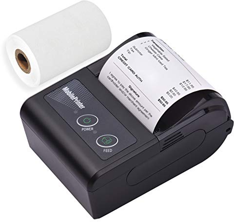 Tragbar Mini 58mm POS Drucker, Portable Mini Wireless BT 58mm High Speed Thermodirektdrucker, Drahtloser Thermodrucker Belegdrucker Kassendrucker für Android IOS Windows