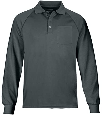 MOHEEN Men's Outdoor Sport Performance Polo Long Sleeve Shirt Tactical Top Tee Shirt(Dark Grey,5XL)