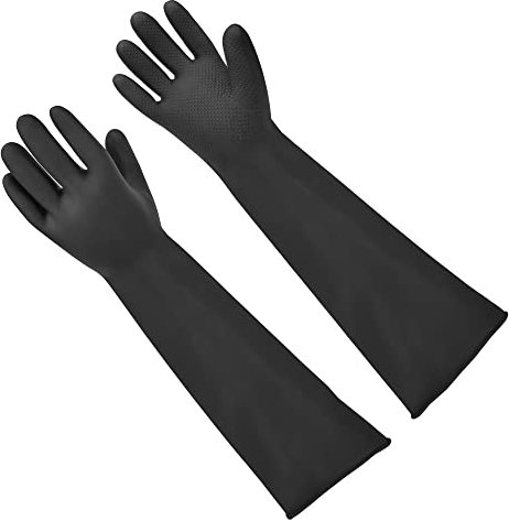 18 Rubber Gloves Heavy Duty Latex Gloves Chemical Resistant Protective Gloves PPE Industrial Safety Work Long Gauntlets Gloves, Waterproof, Resist Strong Acid, Alkali and Oil, Non-Slip (1 Pair)