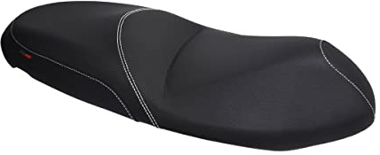 Moto Discovery Funda de Asiento Compatible con Yamaha Majesty S 125 2014-2015 Color Negro con Costuras Blancas
