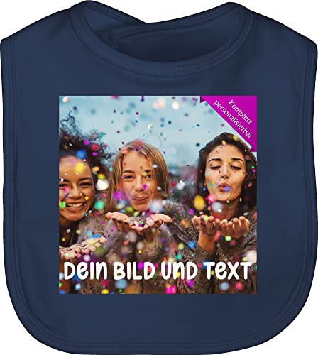 Baby Lätzchen - Foto eigenem - Fotogeschenk I Geschenk Bild personalisiert I Geschenk mit Bild I Custom Photo - Unisize - Navy Blau - schlabberlätzchen selbst drucken druck latz